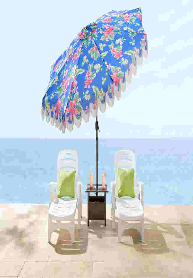 9' Tilt-N-Crank Umbrella With Fringe image number 0