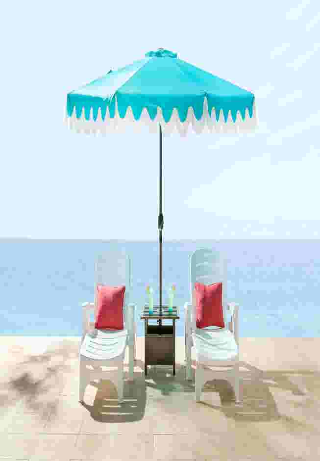 9' Tilt-N-Crank Umbrella With Fringe image number 0
