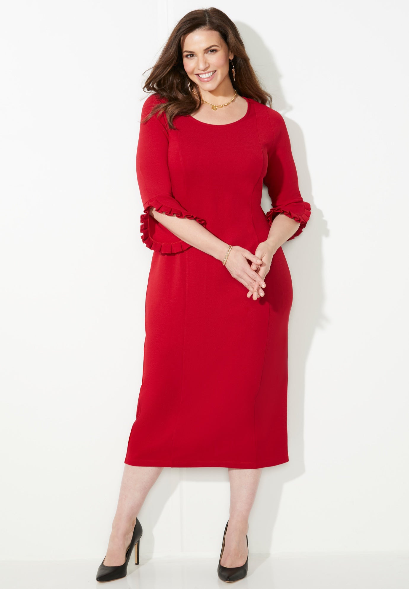 Ruffle Sleeve Shift Dress image number 0