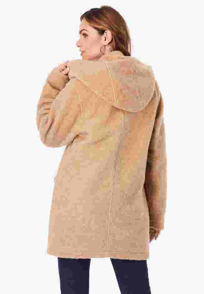 Hooded Teddy Fleece Coat. image number 1
