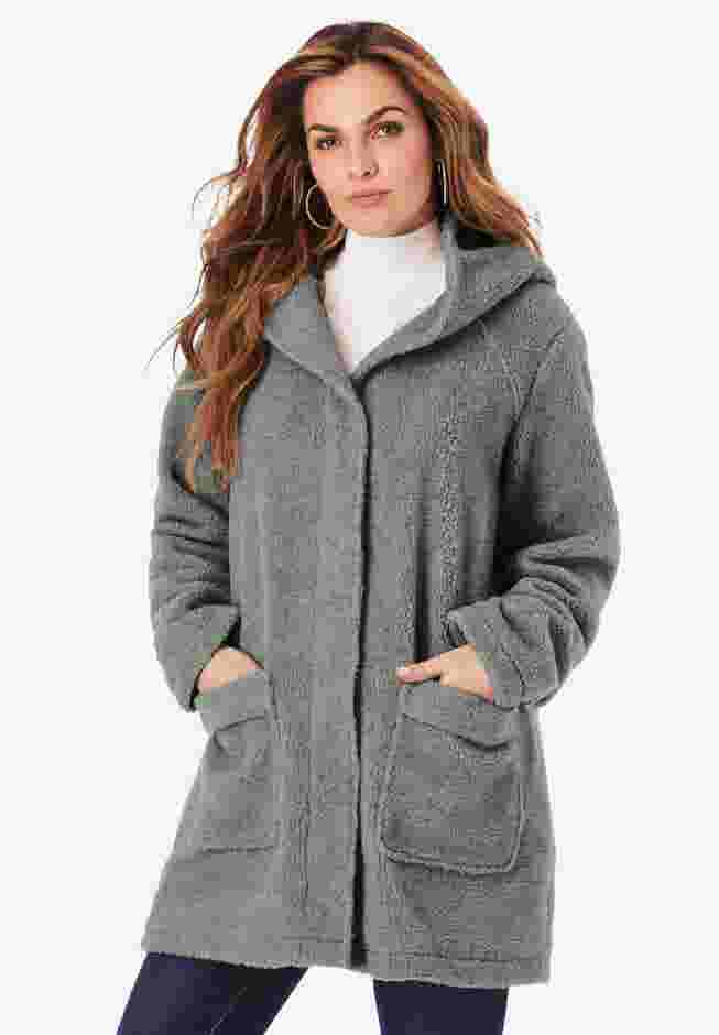 Hooded Teddy Fleece Coat. image number 0