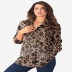 Plus Size Kate Long Sleeve Easy Cotton-Blend Button-Front Shirt image number null