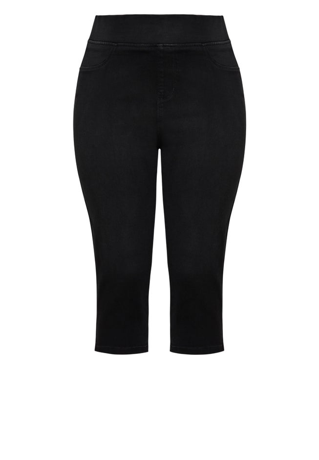 Pull On Cropped Denim Capri image number 2