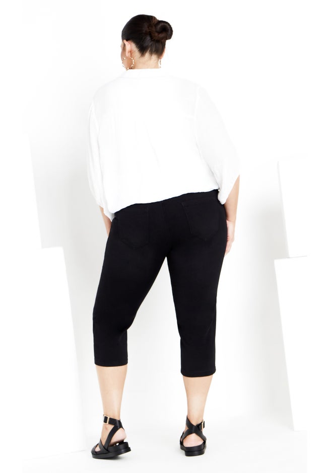 Pull On Cropped Denim Capri image number 6