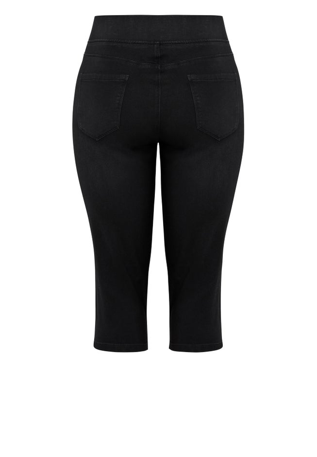 Pull On Cropped Denim Capri image number 7
