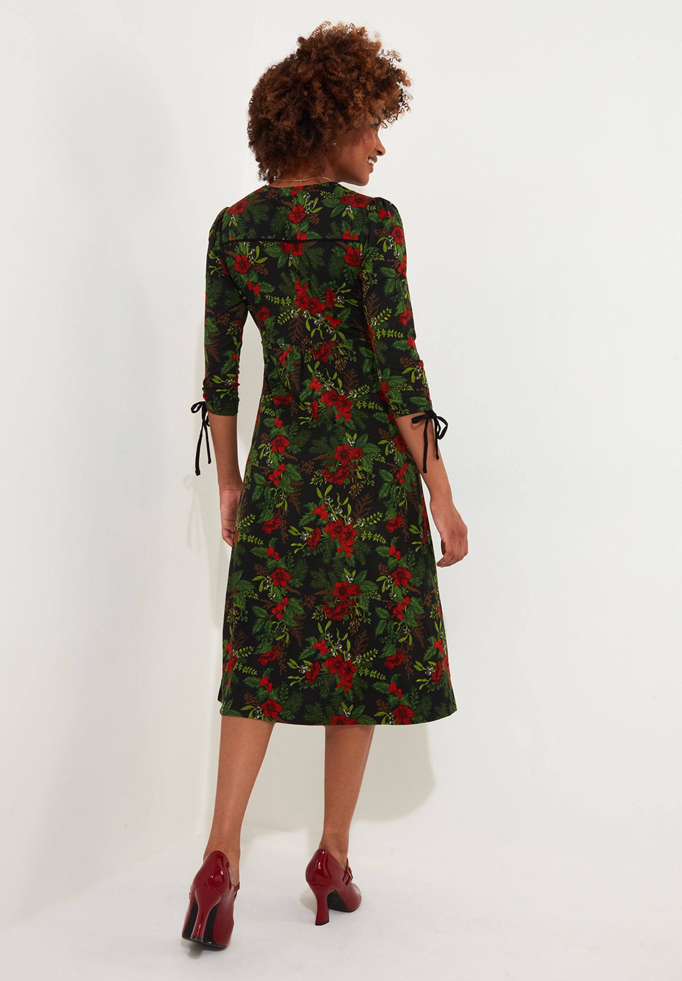 Stretch Knit Faux Wrap Midi Dress image number 5