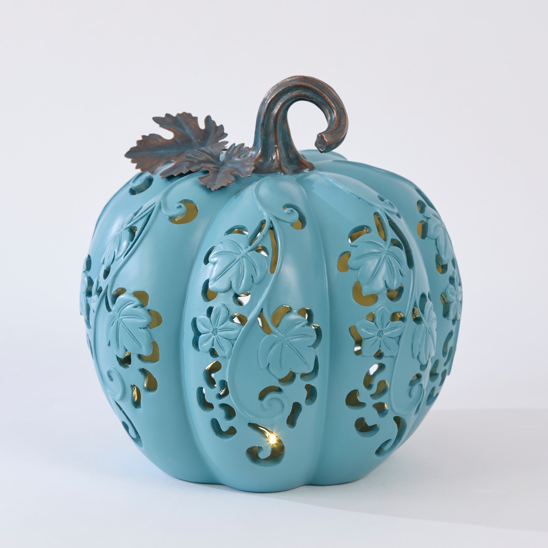 Pre-Lit Carved Resin Pumpkin image number 0