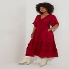 Crochet Trim Boho Midi Dress image number null