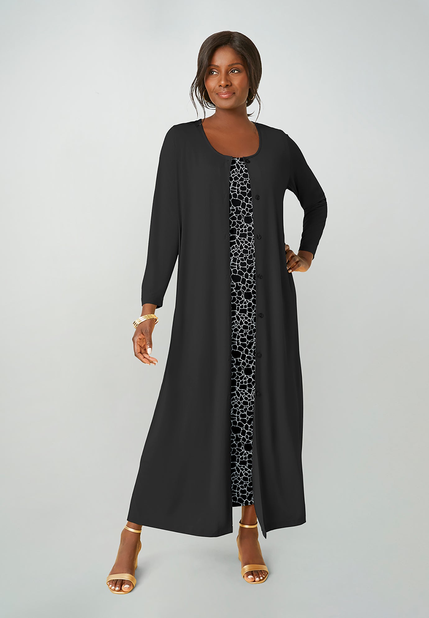 2-Piece Stretch Knit Duster Set image number 0