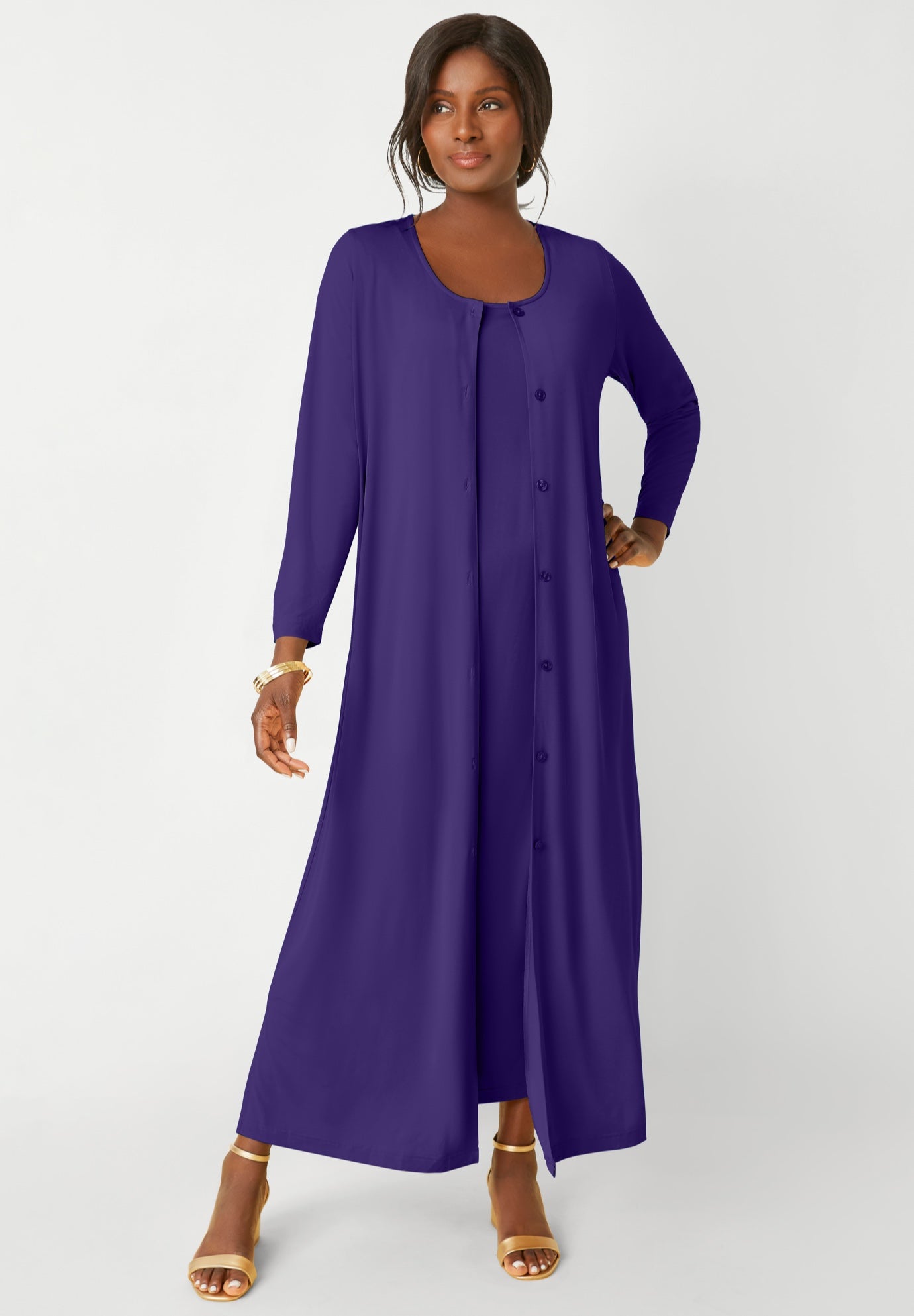 2-Piece Stretch Knit Duster Set image number 0