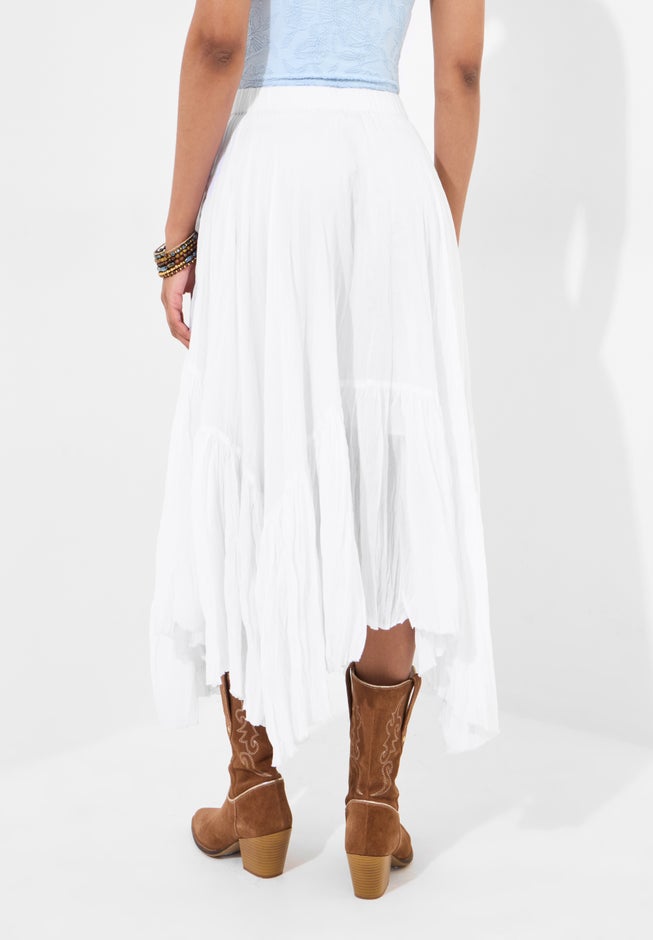 Handkerchief Hem Crinkle Midi Skirt image number 2