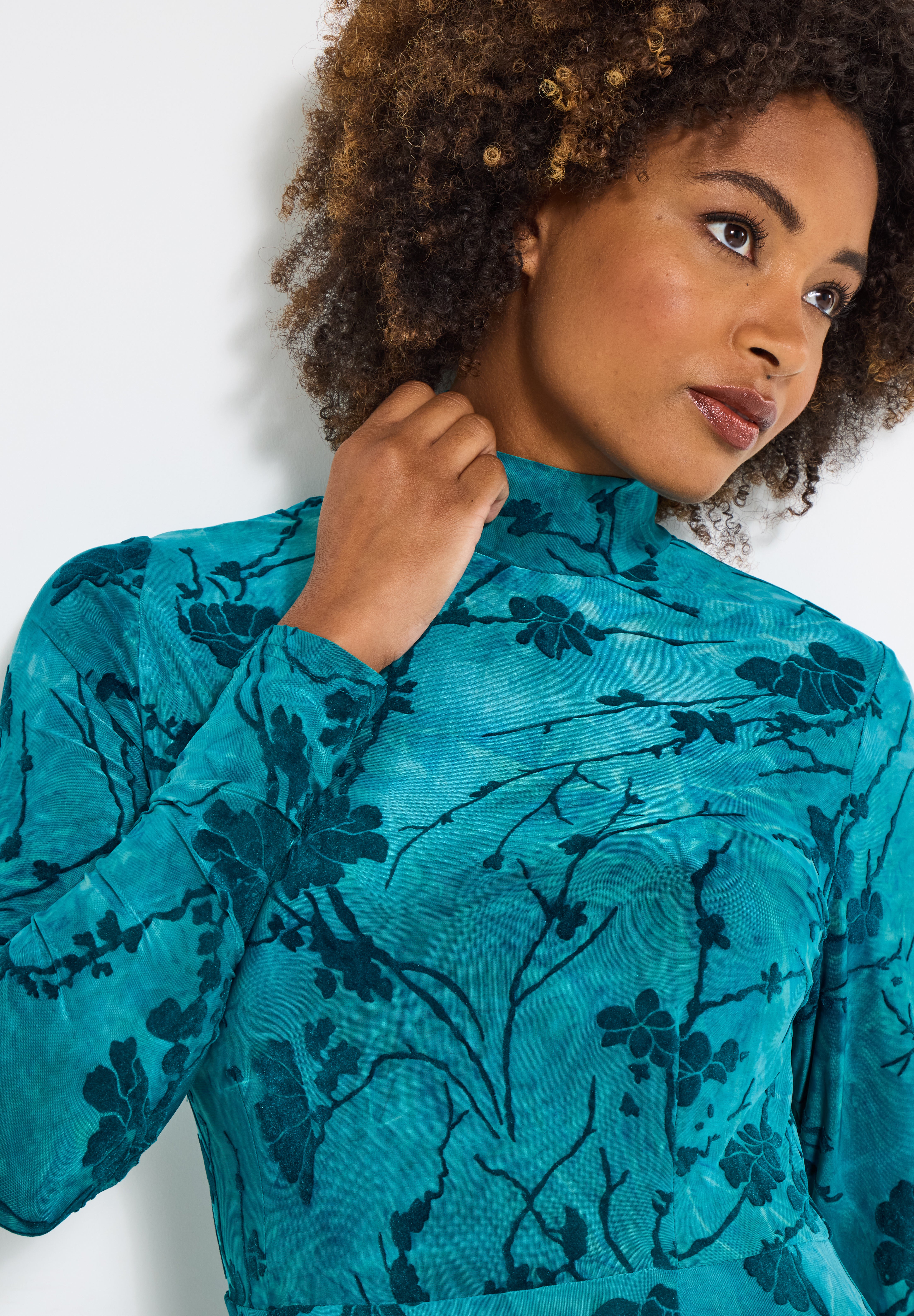 Mockneck Burnout Midi Dress image number 2