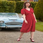 Retro Button-Front Knee-Length Dress image number null