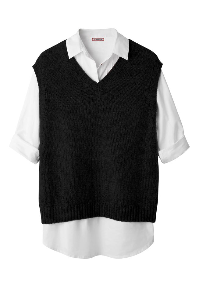 Rib V-Neck Sweater Vest image number 1