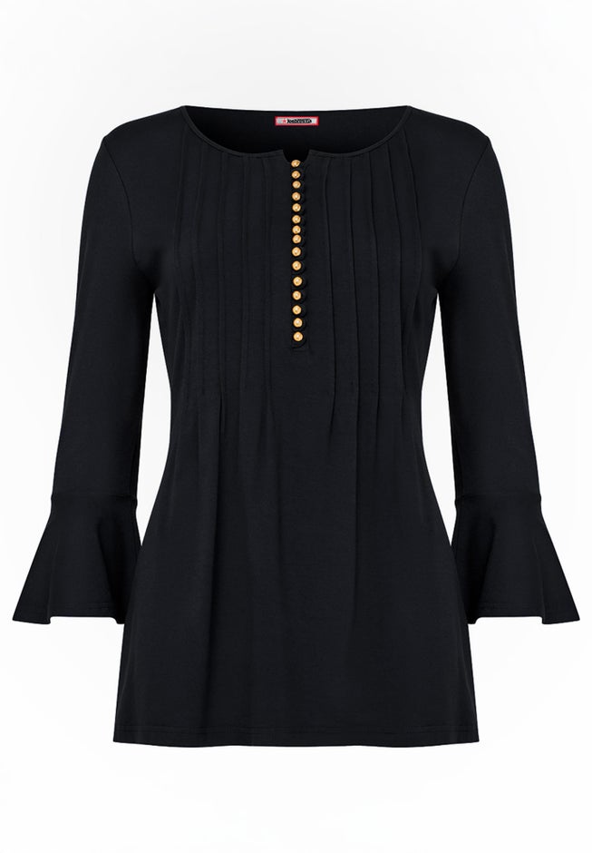 Stretch Cotton Bell Sleeve Henley image number 2