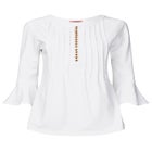 Stretch Cotton Bell Sleeve Henley image number null