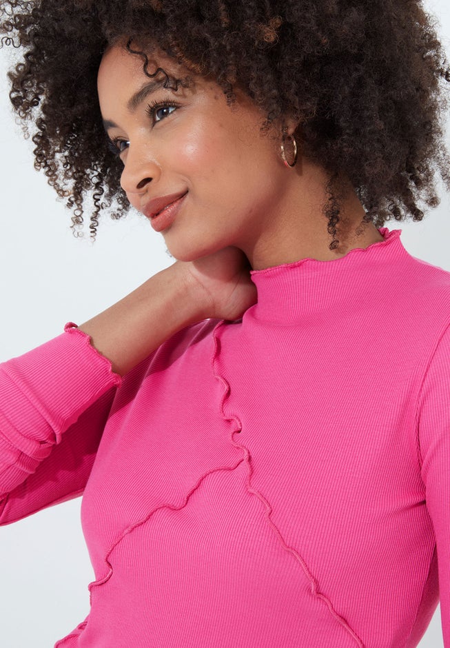 Stretch Cotton Lettuce Trim Top image number 1