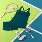 Chlorine Resistant Square Neck Two-Piece Swimdress image number null
