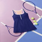 Zip-Front Contrast Trim Swimdress image number null