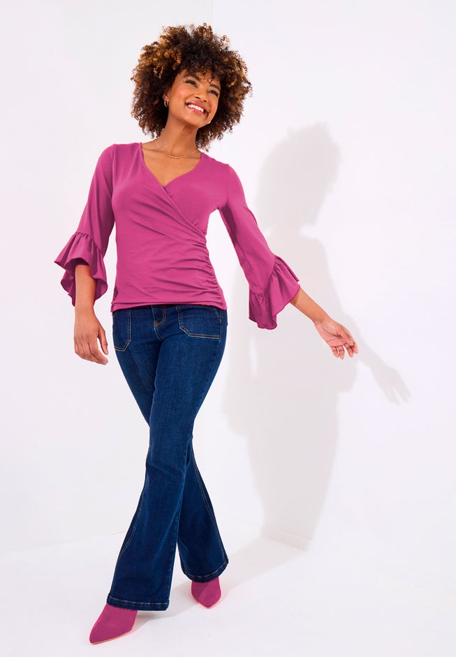 Stretch Knit Bell Sleeve Top image number 4