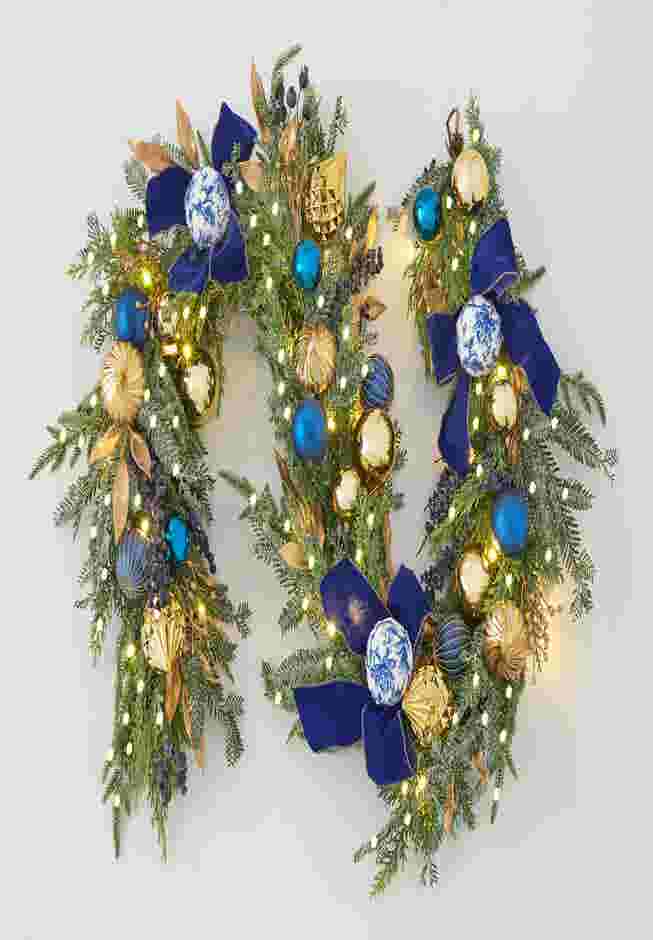 6 Ft. Pre-Lit Midnight Blue Garland image number 0