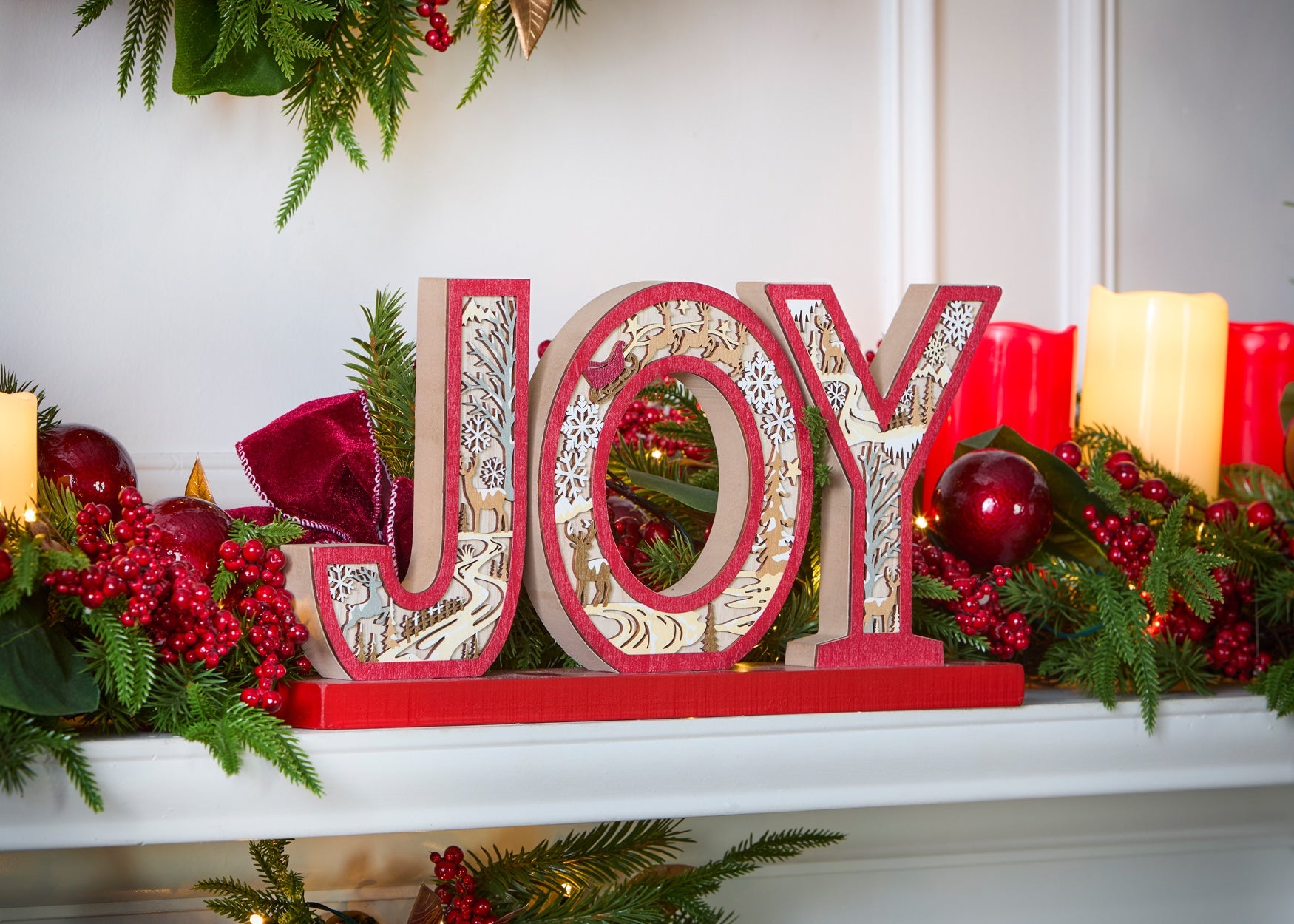 17" Laser Cut Wooden Joy Sign image number 0