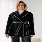 Wrap Jacket With Whipstitch Trim image number null