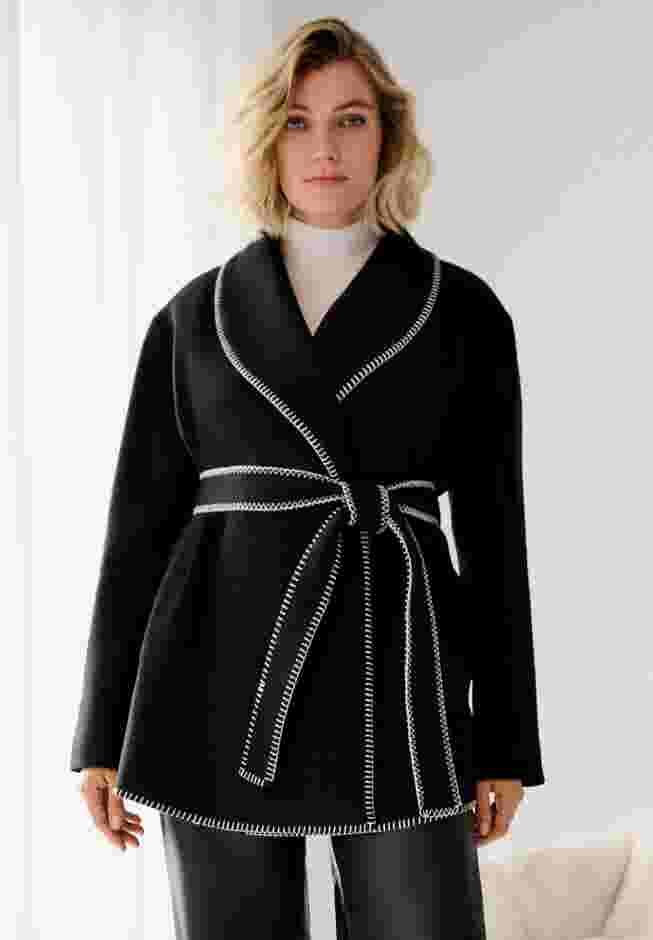 Wrap Jacket With Whipstitch Trim image number 0