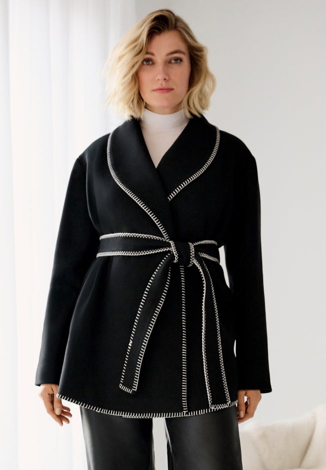 Wrap Jacket With Whipstitch Trim image number 0