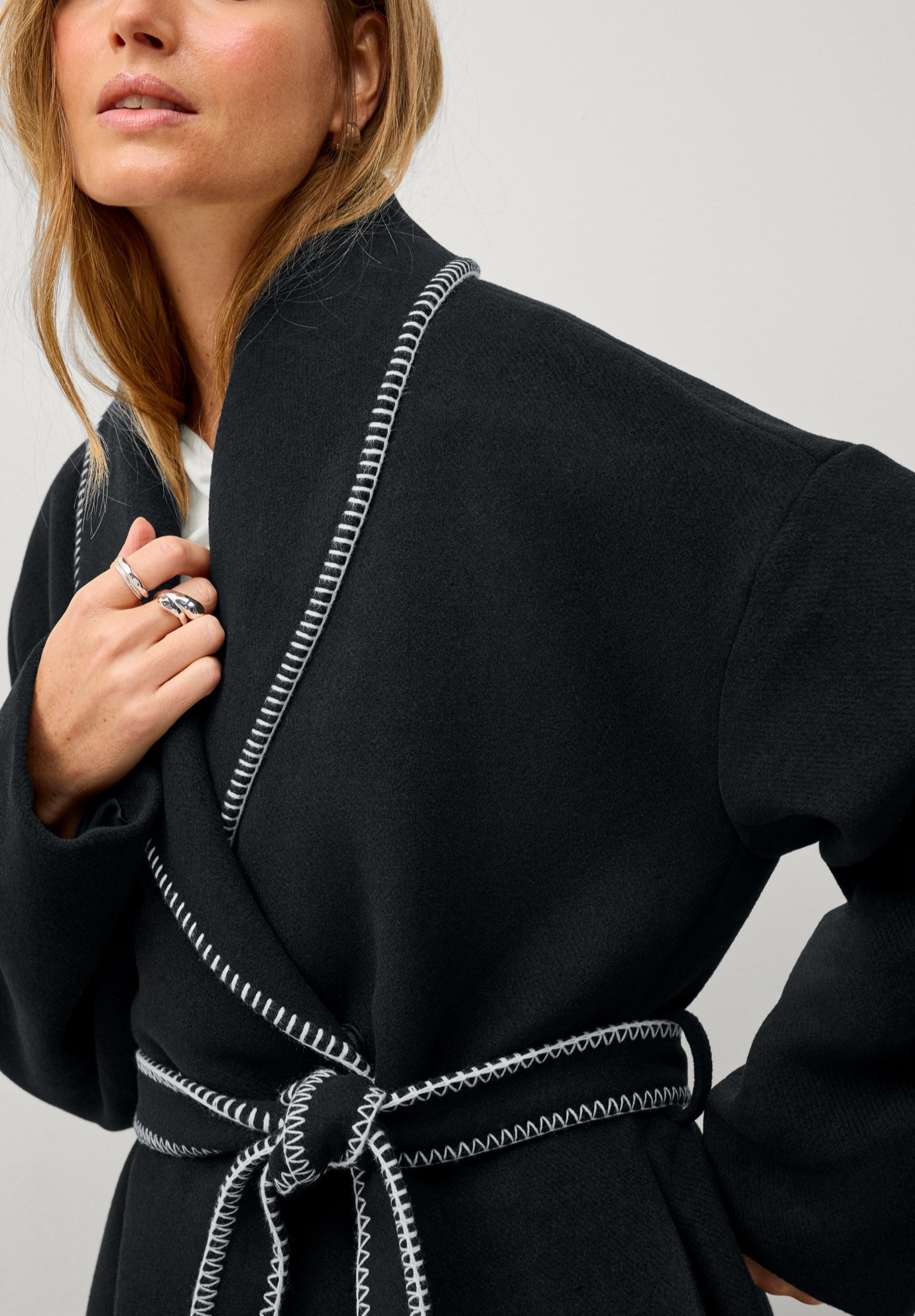 Wrap Jacket With Whipstitch Trim image number 2