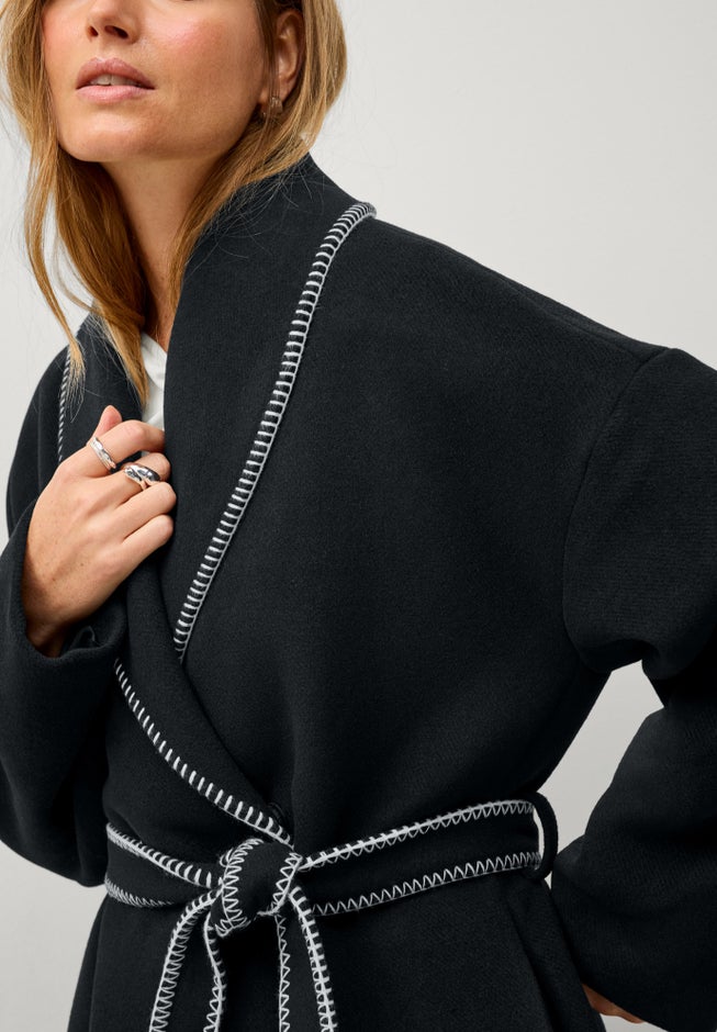 Wrap Jacket With Whipstitch Trim image number 2