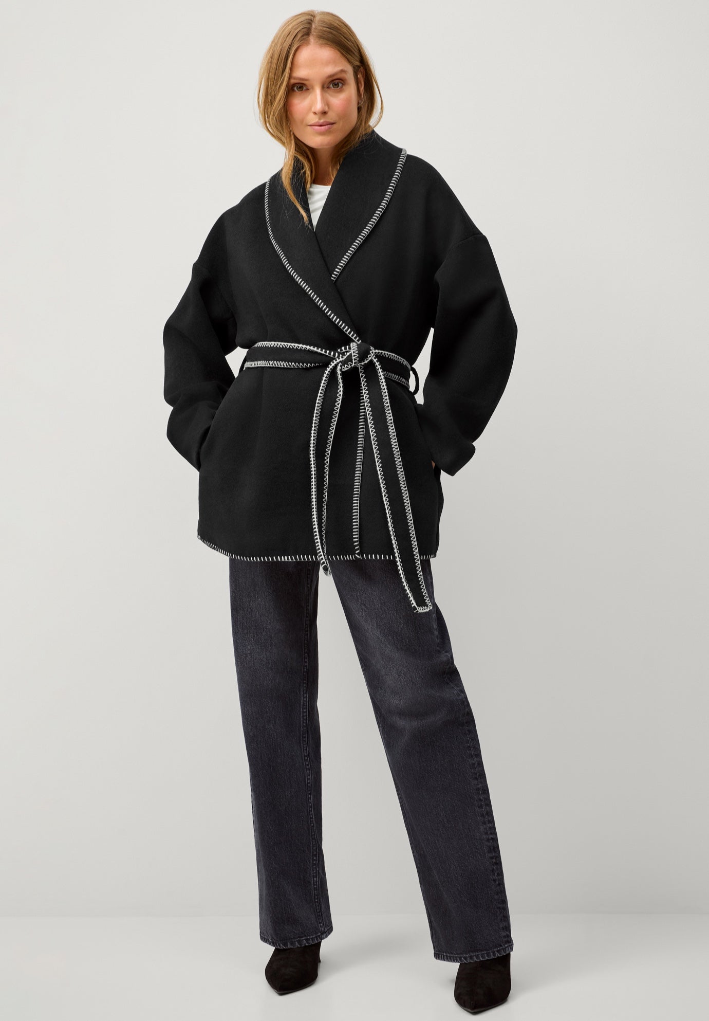 Wrap Jacket With Whipstitch Trim image number 3