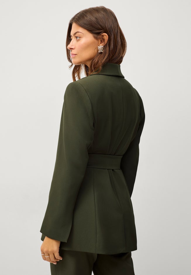 Shawl Collar Blazer With Self-Tie Belt image number 1