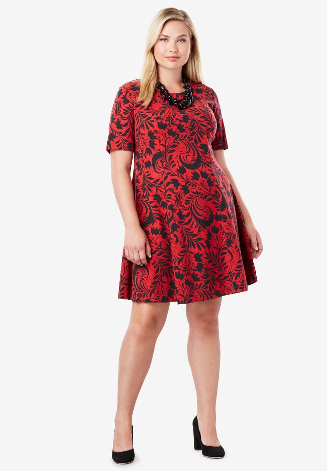 Stretch Ponte Flare Dress image number 4