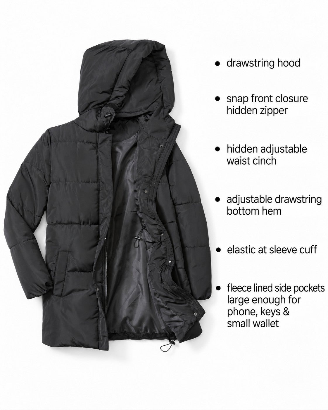 Hooded Drawstring Puffer image number 5