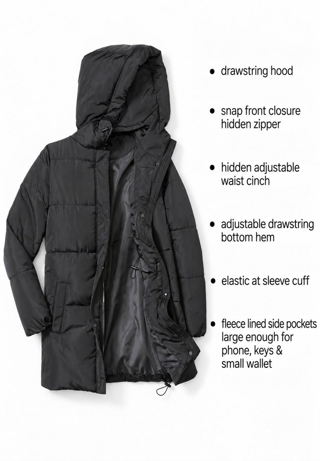 Hooded Drawstring Puffer image number 5