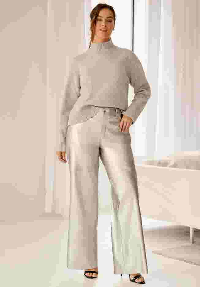 5 Pocket Faux Leather Wide Leg Pants image number 0