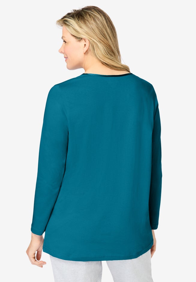 Satin Trim Sleep Tee image number 1