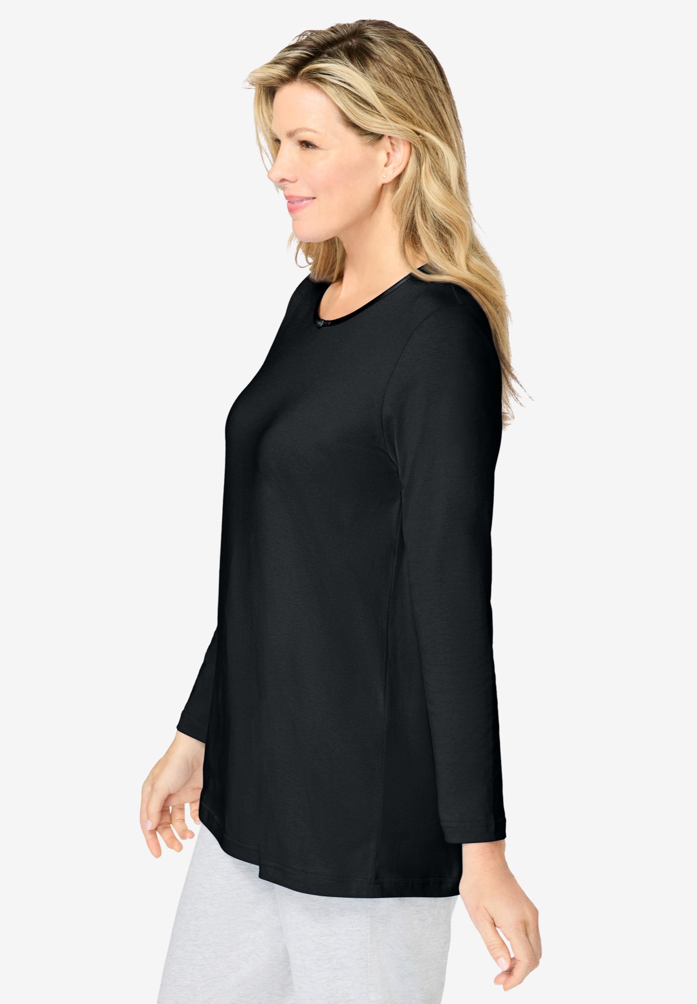 Satin Trim Sleep Tee image number 2