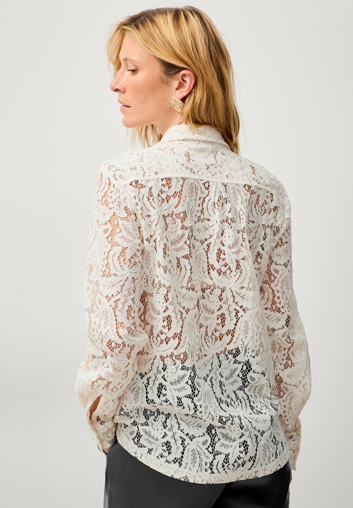 Lace Button Front Shirt image number 2
