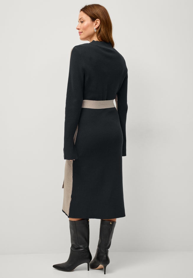 Belted Color Block Midi Sweater Dress image number 1