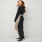 Belted Color Block Midi Sweater Dress image number null
