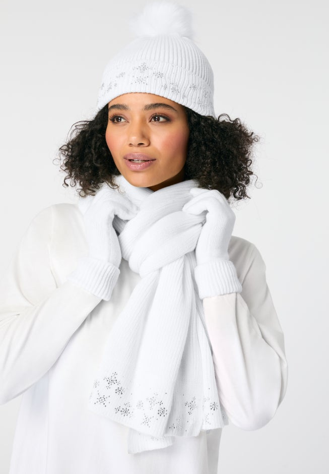 3 Piece Embellished Hat, Scarf And Gloves Set image number 2