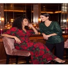 V-Neck Sequin Top With Blouson Sleeves image number 2