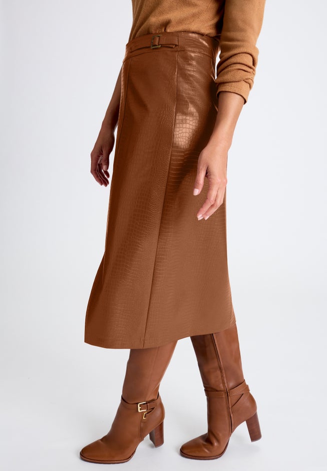 Faux Croc Wrap Skirt image number 2