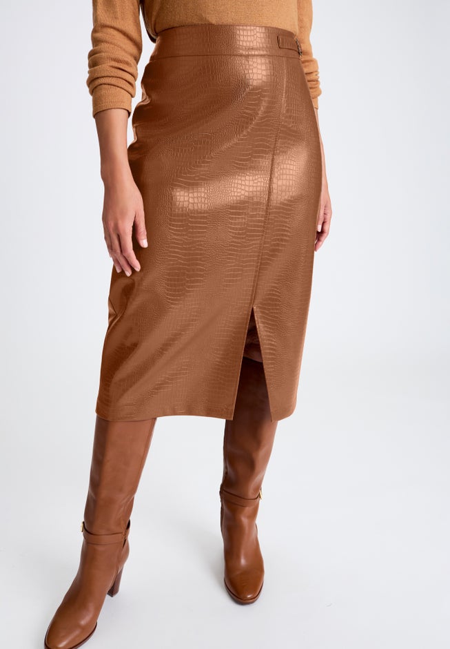 Faux Croc Wrap Skirt image number 0