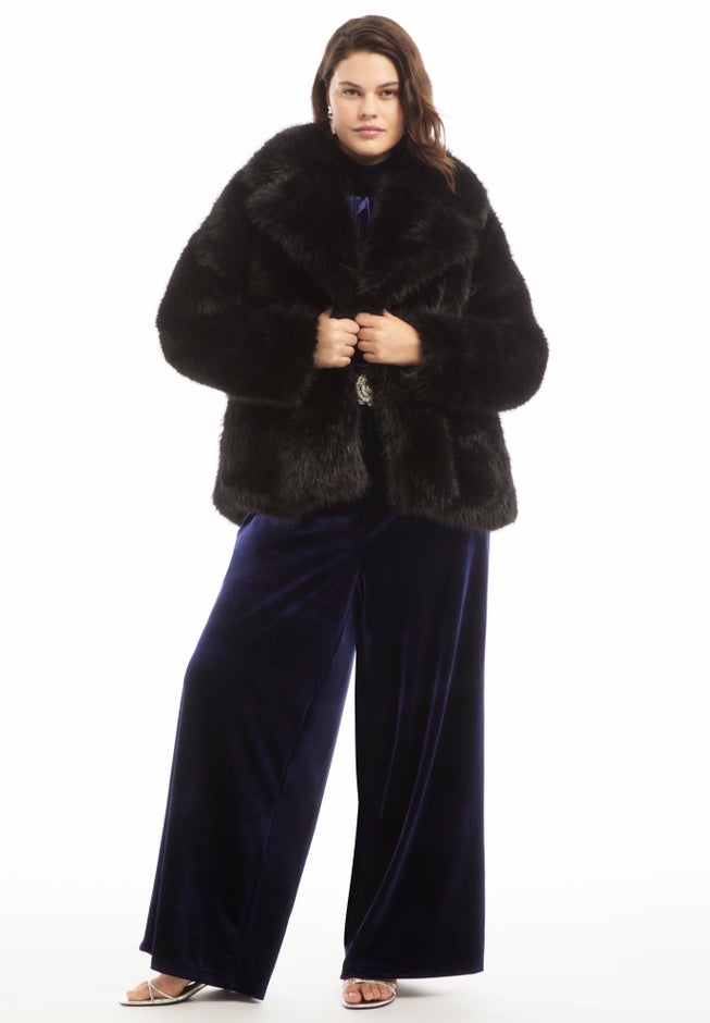 Velvet Mock Neck Peplum Top image number 3