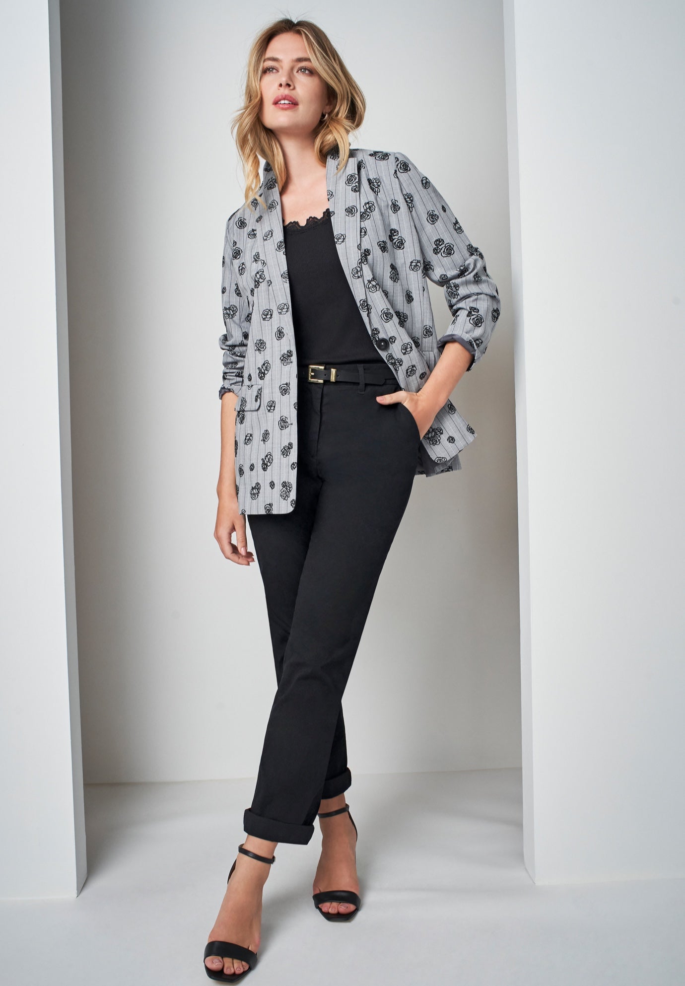 Flocked Floral Blazer image number 0