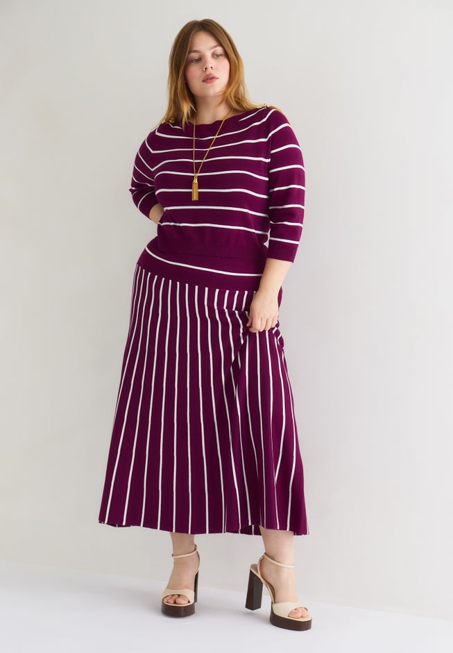 Striped Knit Midi Skirt image number 3