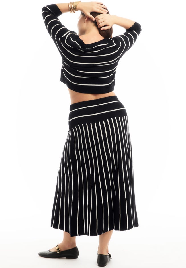 Striped Knit Midi Skirt image number 1